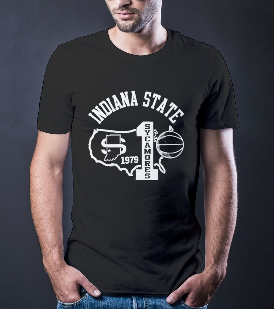 Indiana State Sycamores 1979 Number One Basketball State Map T-Shirt