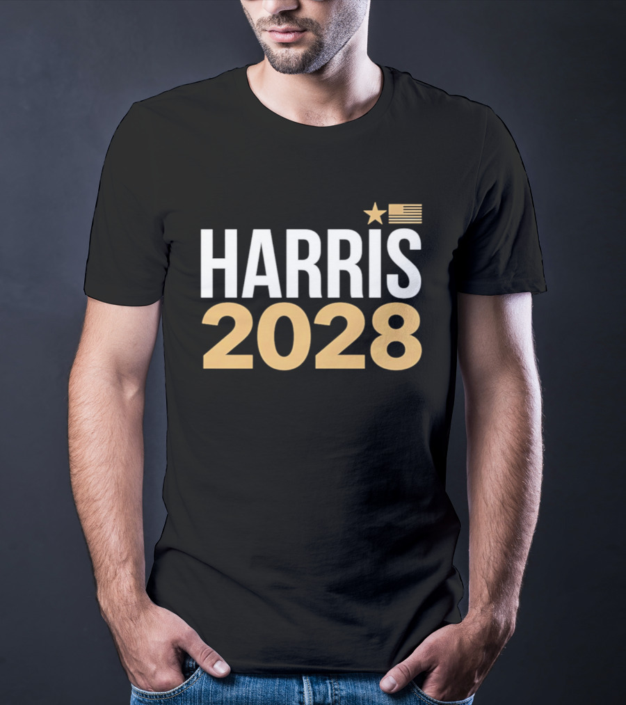 Harris 2028 USA Flag Star T-Shirt