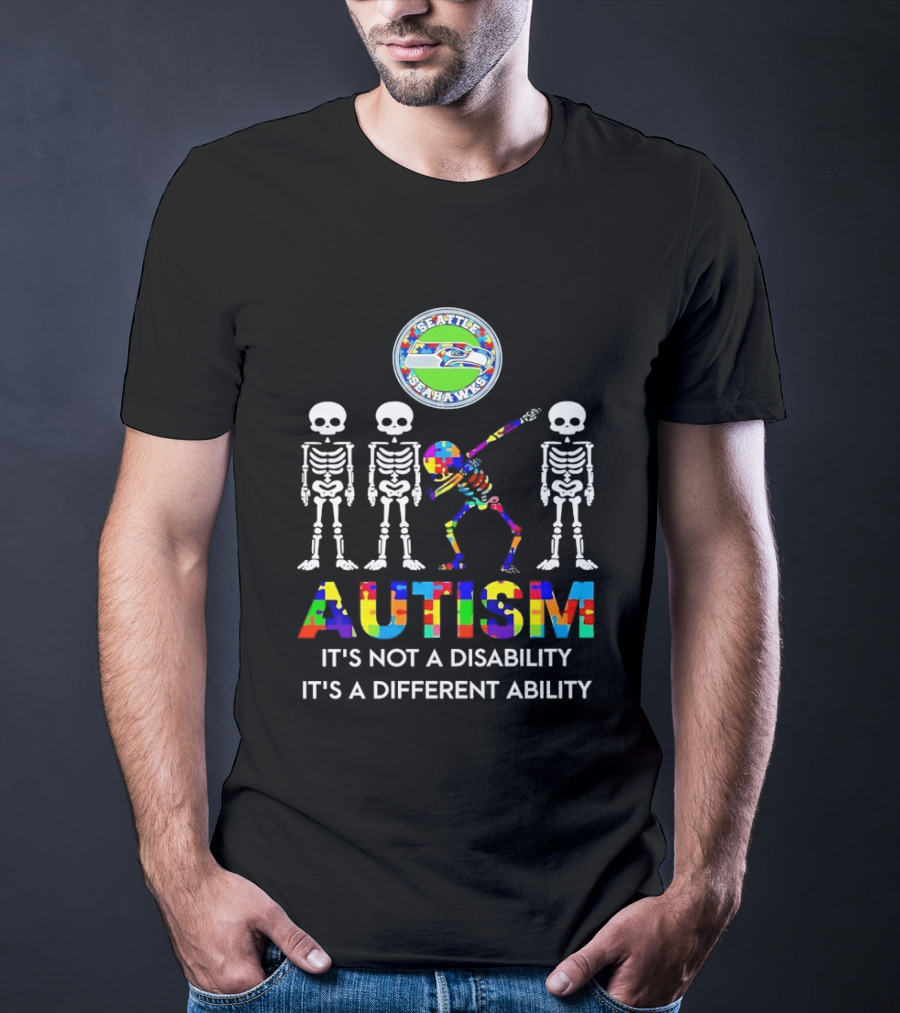 Seattle Seahawks Autism It's Not A Disability It's A Different Ability T-Shirt