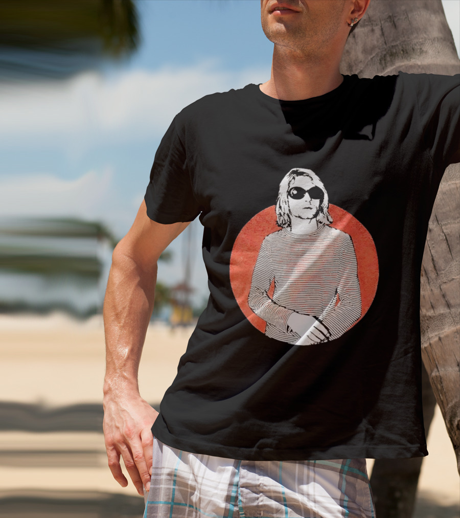 Kurt Cobain Striped Long Sleeve With Sunglasses T-Shirt