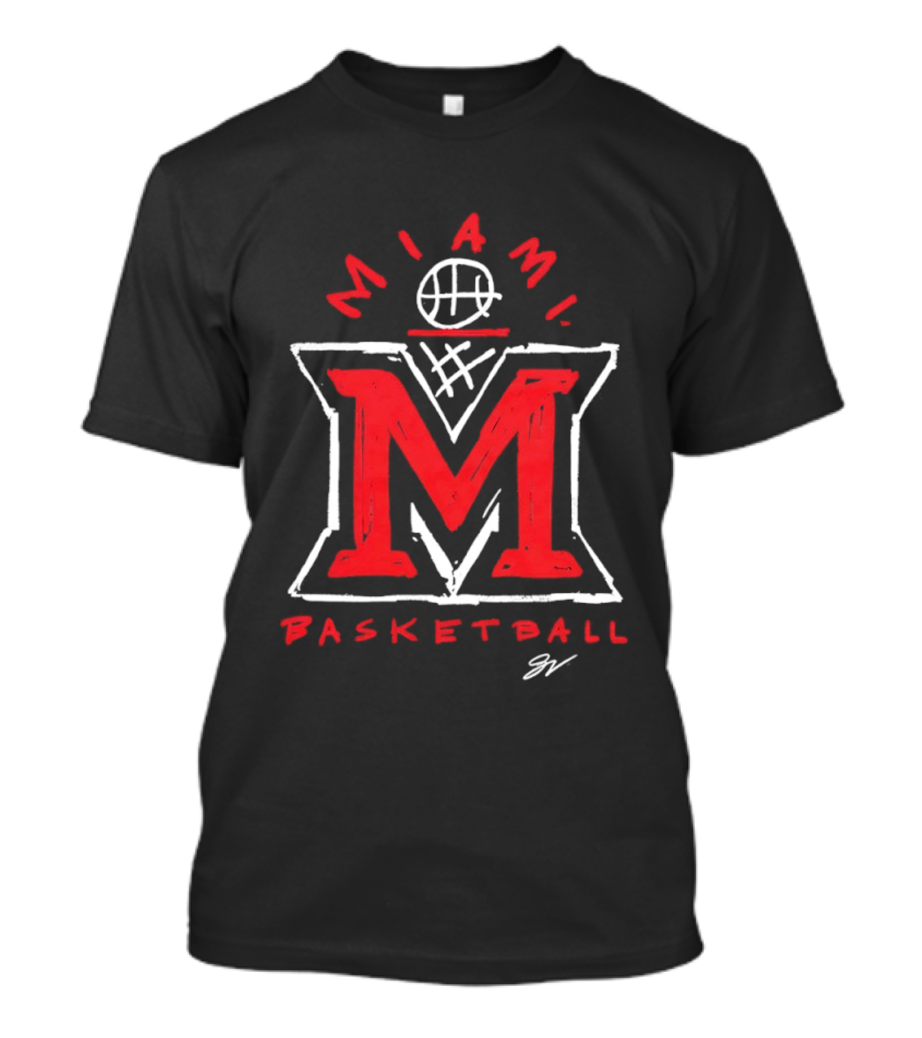 Miami RedHawks Basketball M Logo Sketch T-Shirt