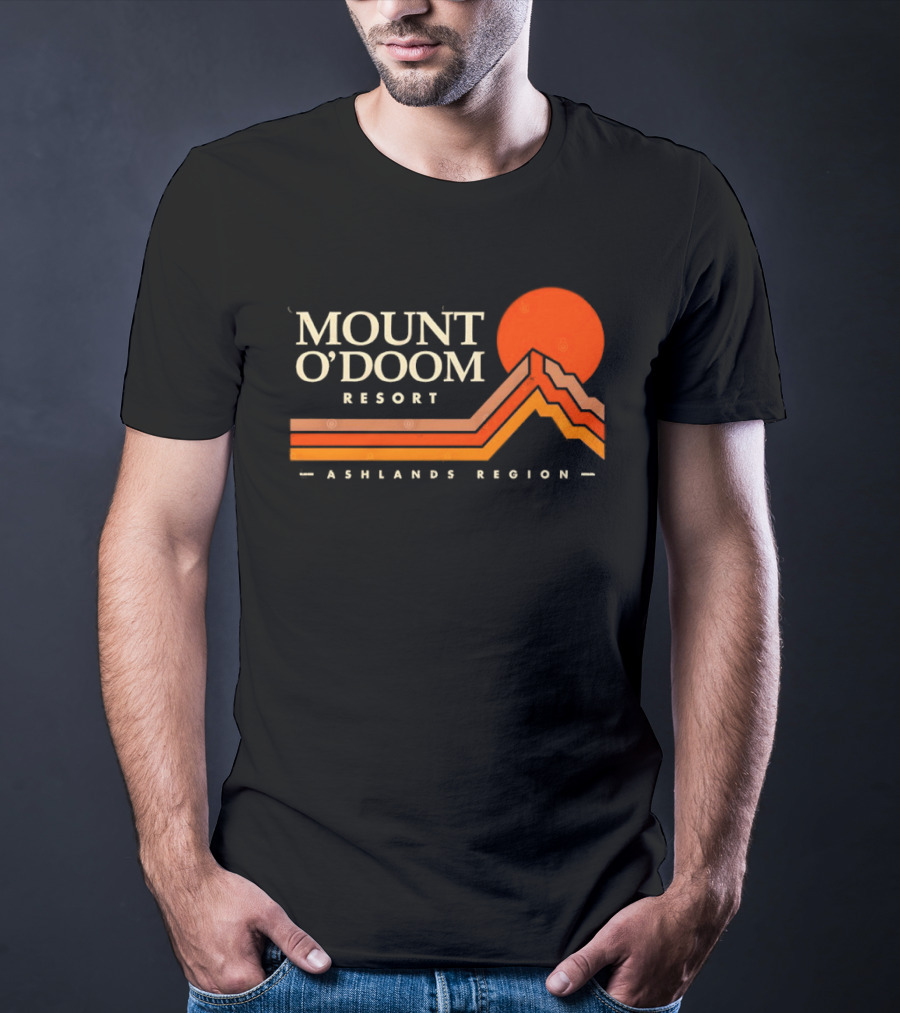 Mount O'Doom Resort Ashlands Region Sunset Retro Mountain T-Shirt