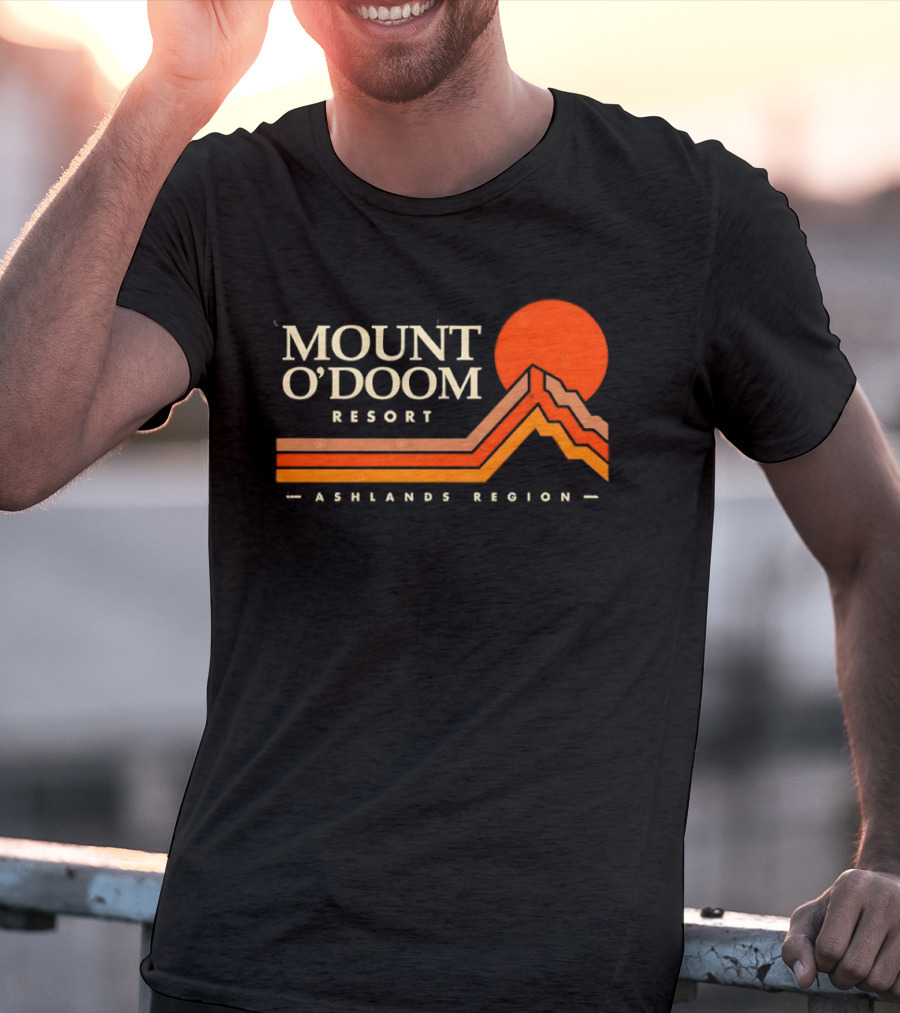 Mount O'Doom Resort Ashlands Region Sunset Retro Mountain T-Shirt