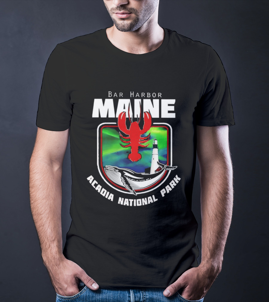 Bar Harbor Maine Acadia National Park Lobster Whale Lighthouse T-Shirt