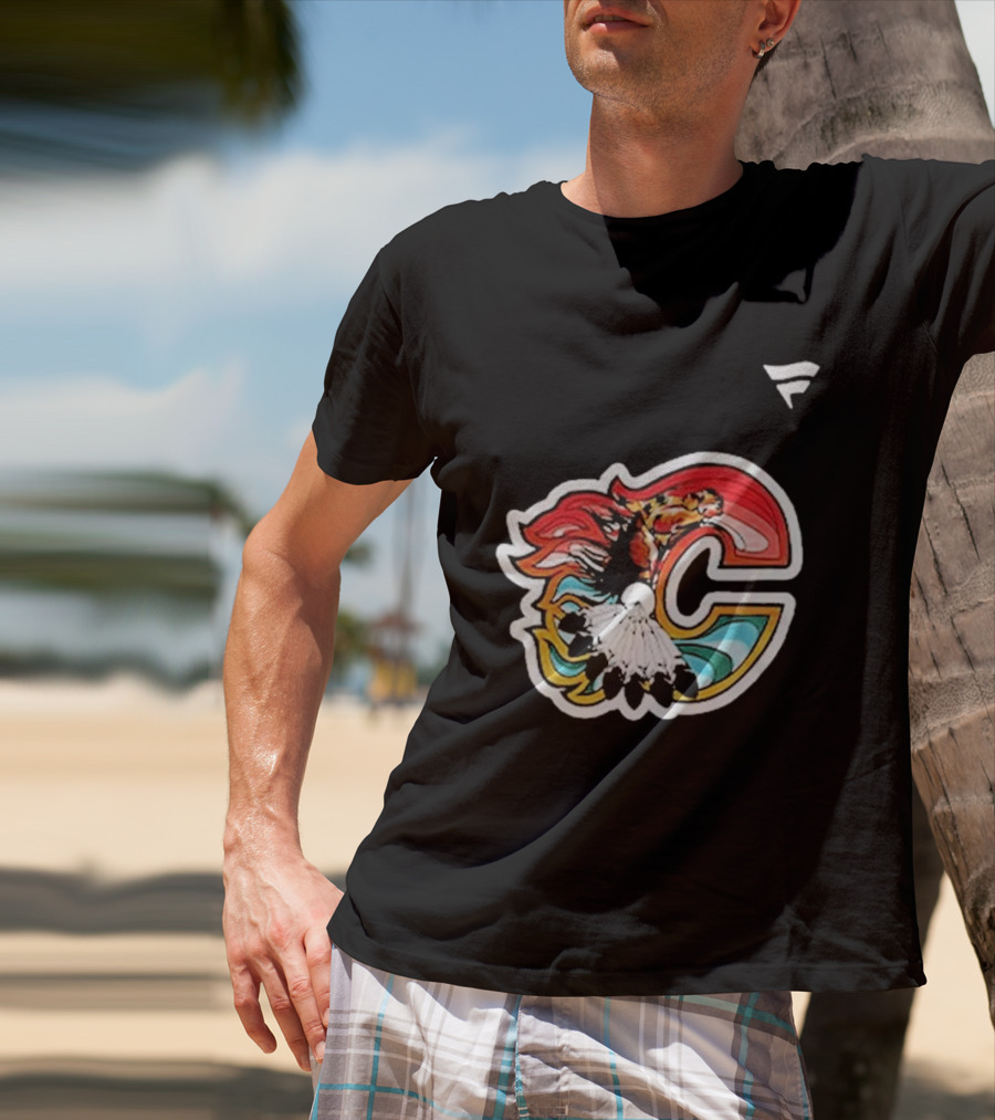Calgary Flames Hockey Native Tribute C Logo Celebration T-Shirt