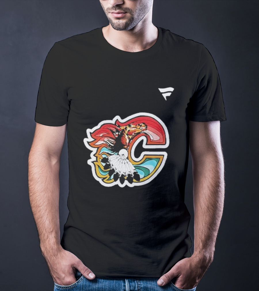 Calgary Flames Hockey Native Tribute C Logo Celebration T-Shirt