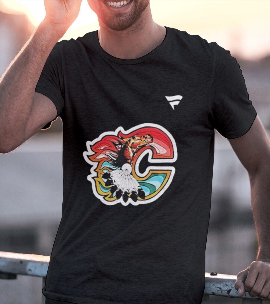 Calgary Flames Hockey Native Tribute C Logo Celebration T-Shirt