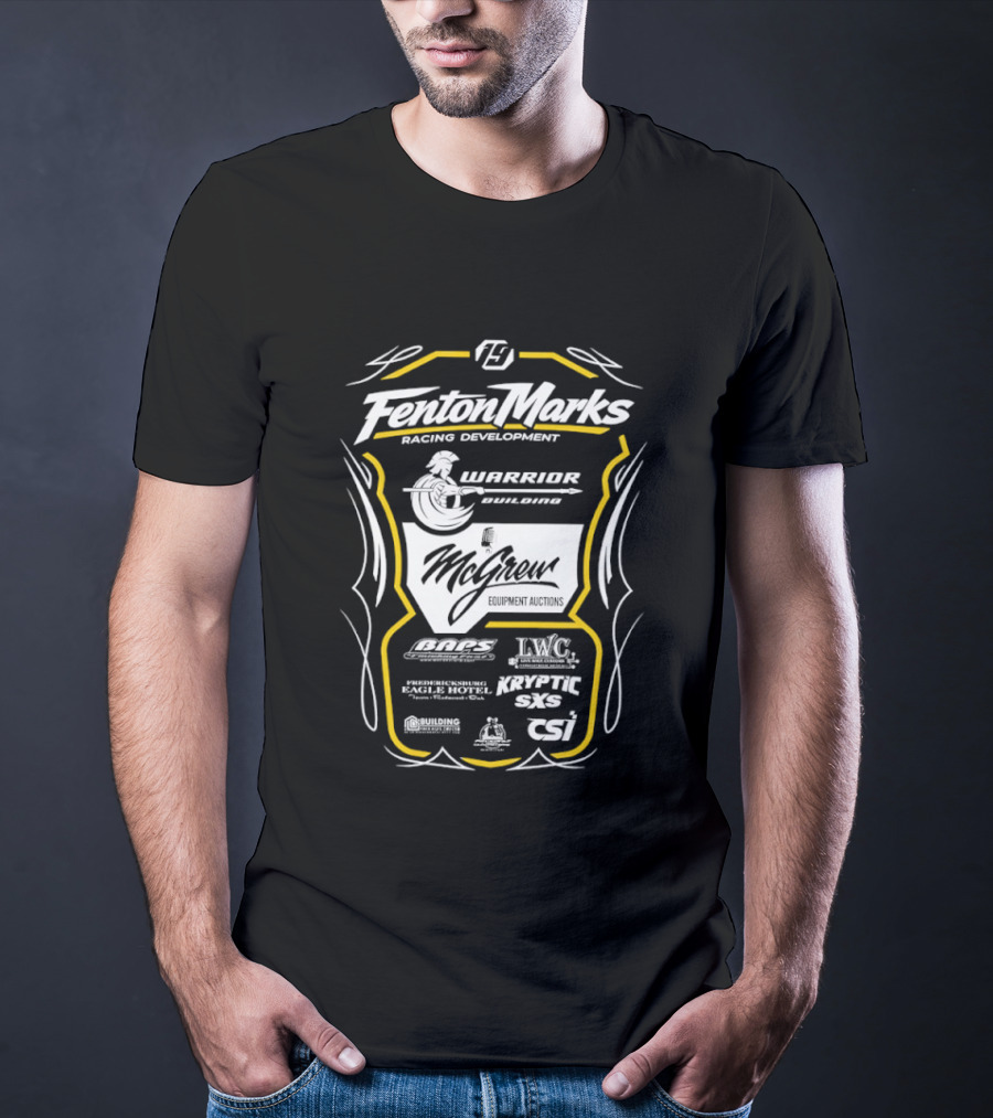 Fenton Marks Racing Development Warrior Building McGrew Equipment Auctions McGrath Racing Support ASCS DIRTcar UMP Racing T-Shirt