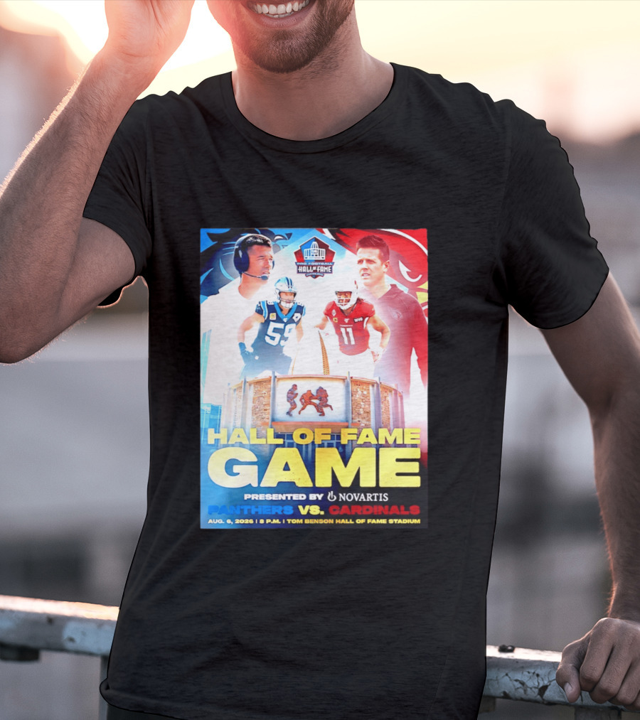 Hall Of Fame Game August 6 2026 Panthers Vs Cardinals Tom Benson Hall Of Fame Stadium T-Shirt
