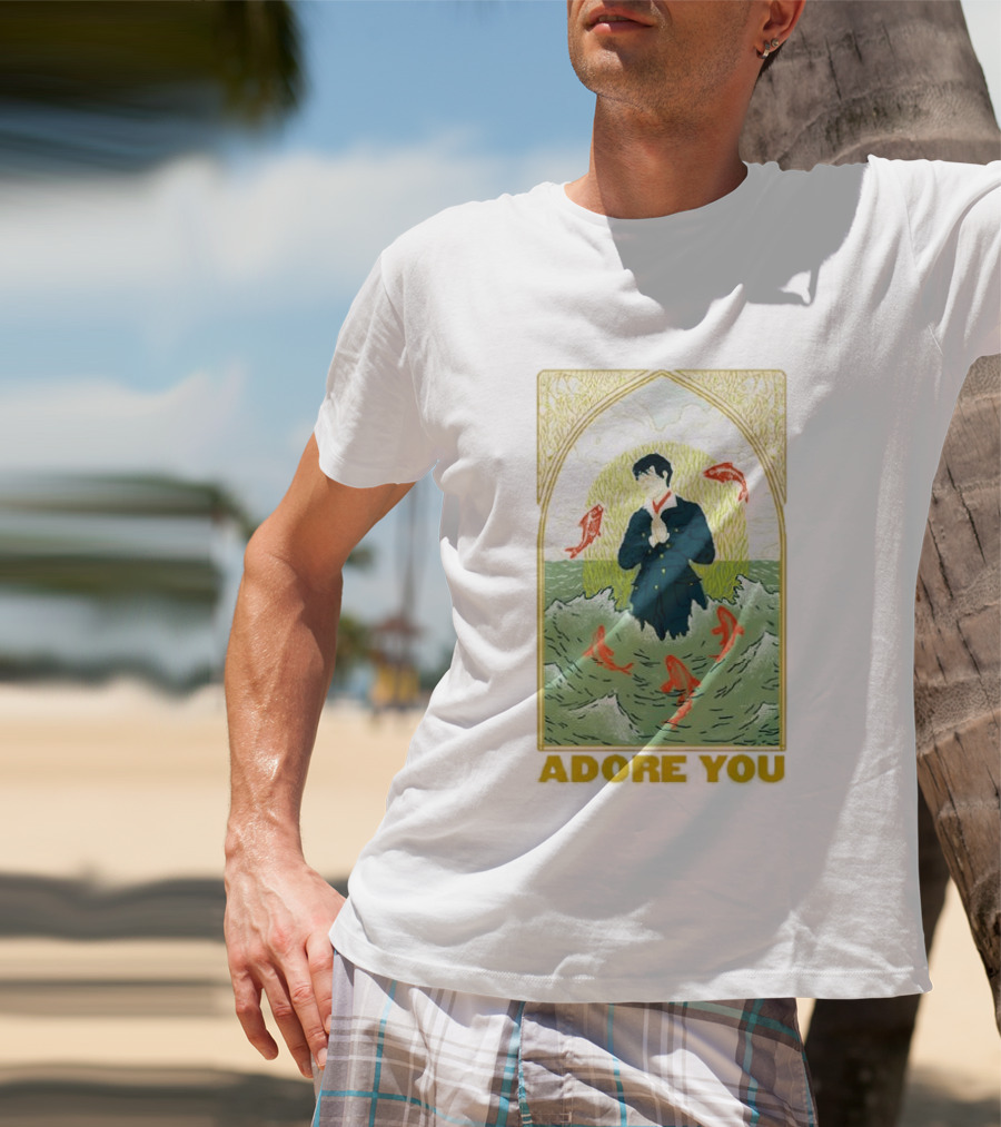 Adore You Iconic Pose Surrounded By Fish And Waves T-Shirt
