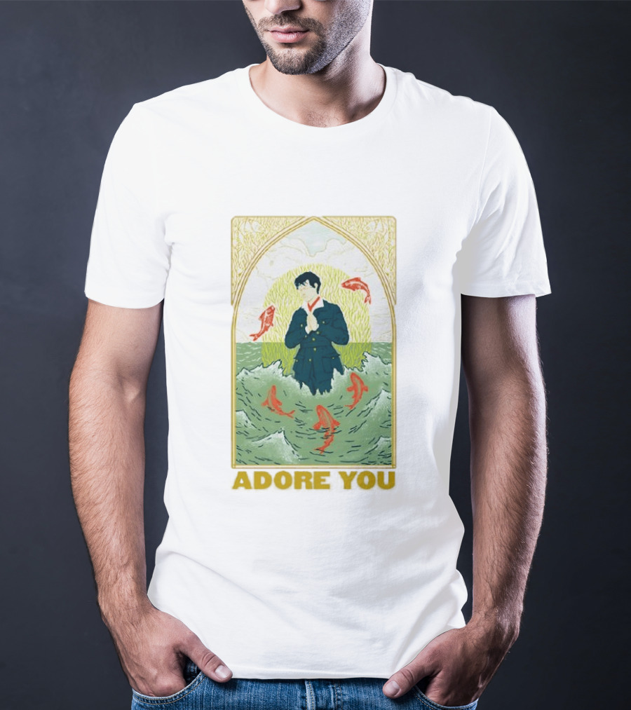 Adore You Iconic Pose Surrounded By Fish And Waves T-Shirt