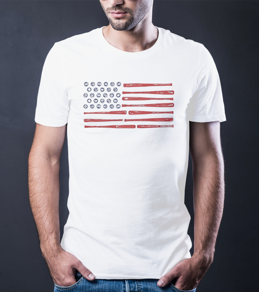 USA Baseball Flag Stars And Stripes T-Shirt