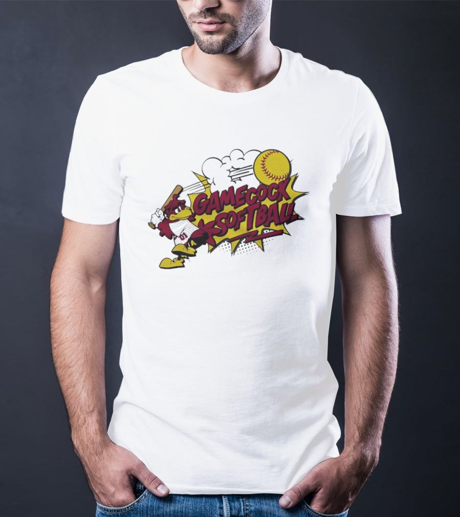 Gamecock Softball Cartoon Player Batting With Ball T-Shirt