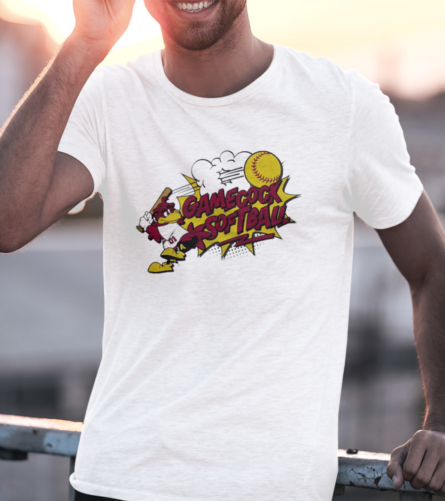 Gamecock Softball Cartoon Player Batting With Ball T-Shirt