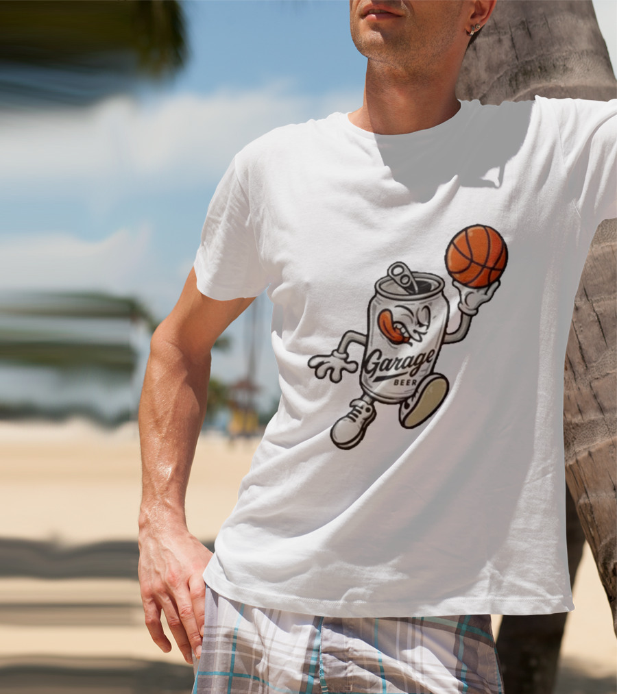 Garage Beer Can Basketball Cartoon T-Shirt