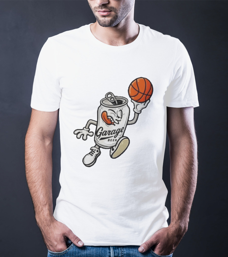 Garage Beer Can Basketball Cartoon T-Shirt