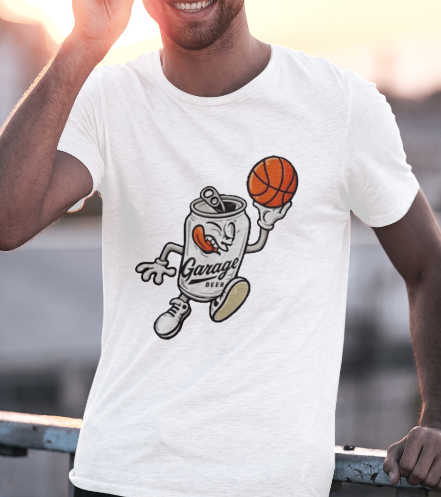 Garage Beer Can Basketball Cartoon T-Shirt