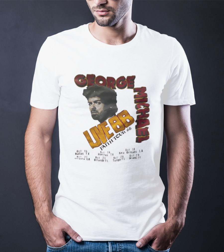 George Michael Live 88 Faith Tour 1988 Wembley Birmingham Glasgow Paris Dortmund Rotterdam T-Shirt