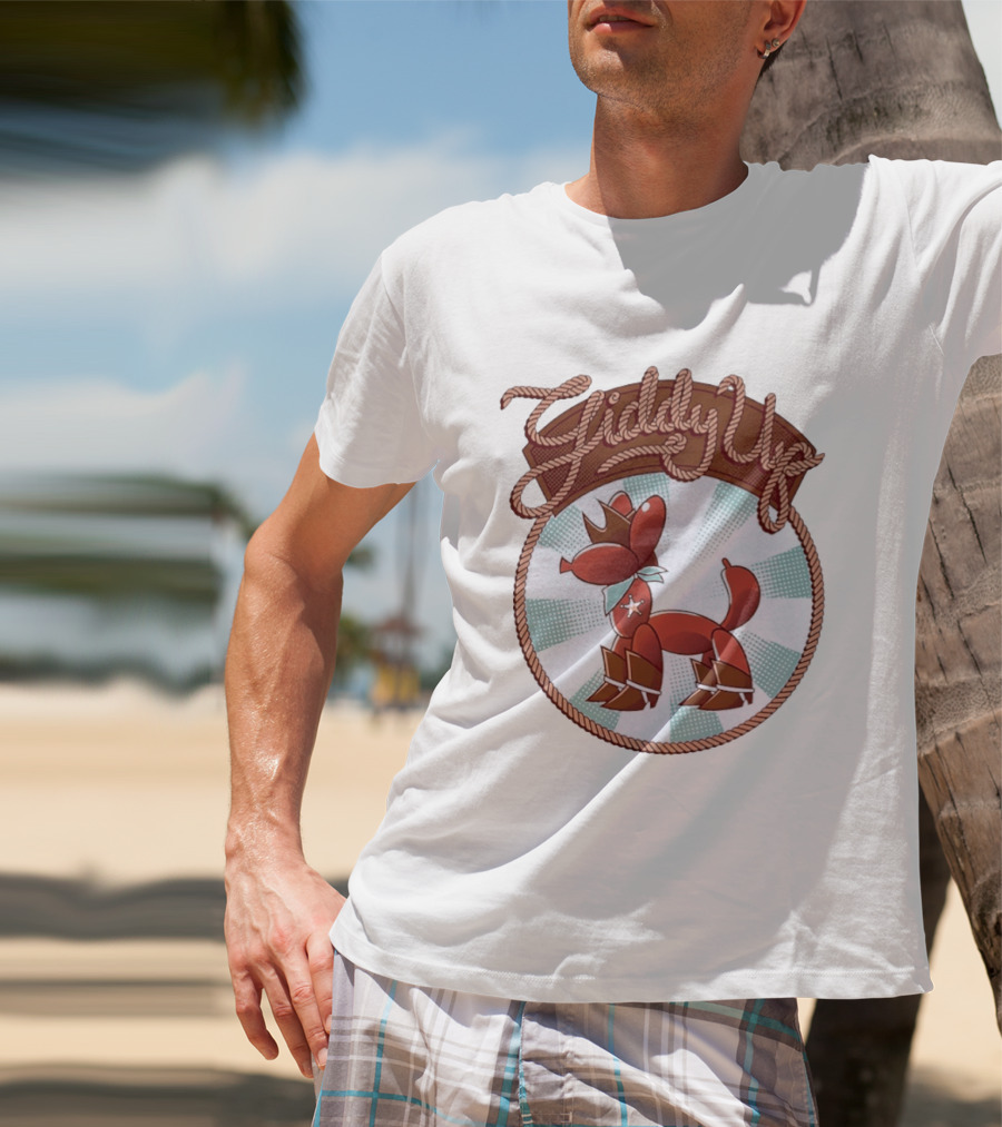 Giddy Up Balloon Horse Rope Circle Star Bandana Spurs T-Shirt