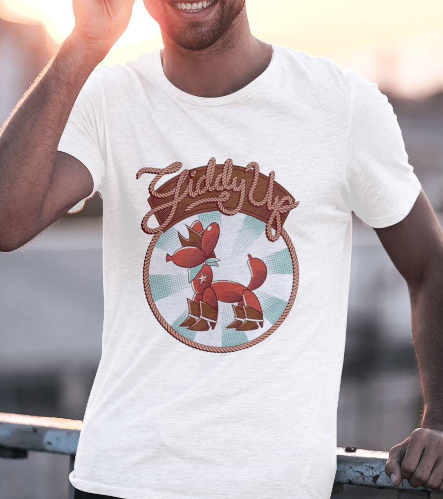 Giddy Up Balloon Horse Rope Circle Star Bandana Spurs T-Shirt