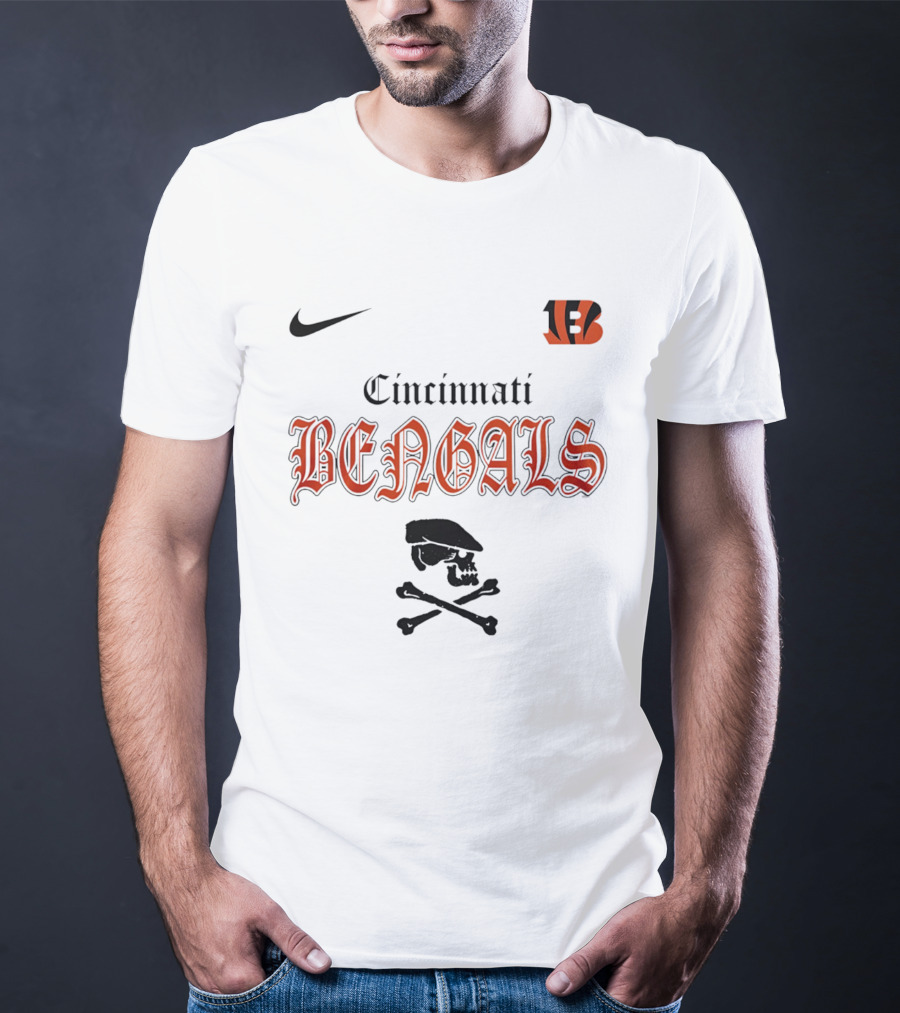 Cincinnati Bengals Dropkick Murphys Skull Nike Collaboration T-Shirt