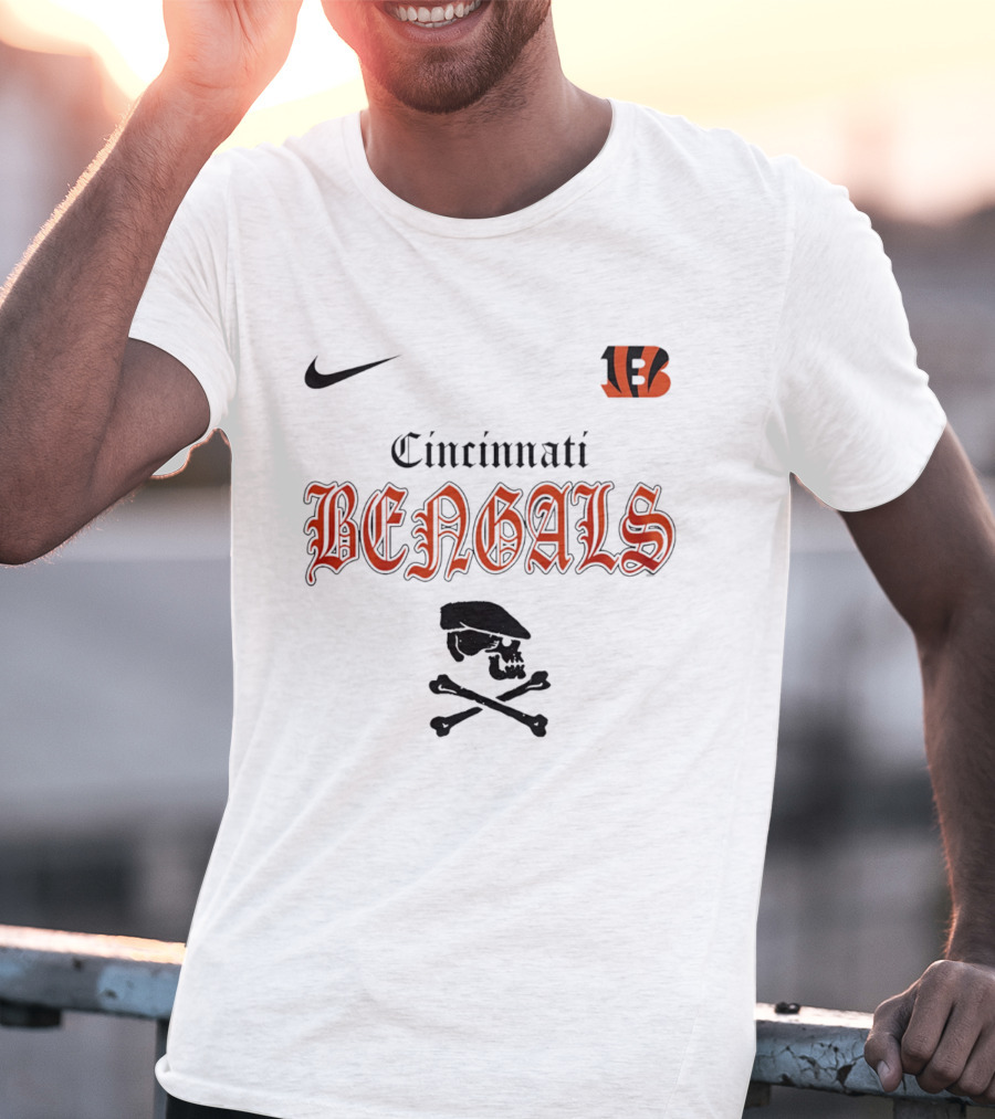 Cincinnati Bengals Dropkick Murphys Skull Nike Collaboration T-Shirt