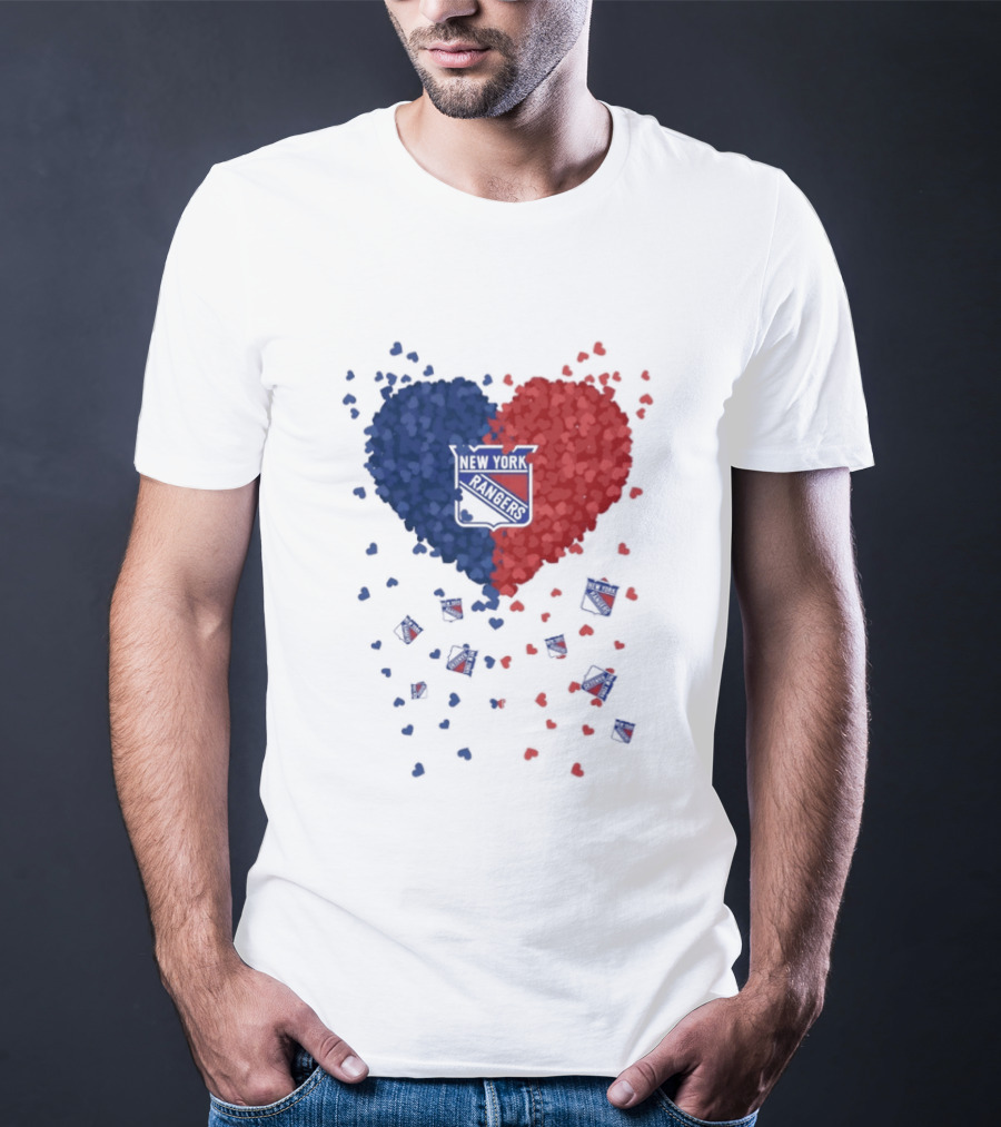 New York Rangers Heart Shaped Emblem With Blue And Red T-Shirt