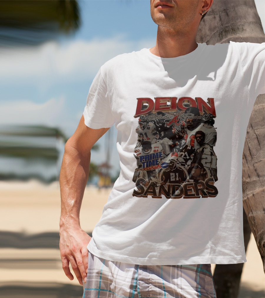 Deion Sanders Prime Time Atlanta Falcons Football 21 T-Shirt