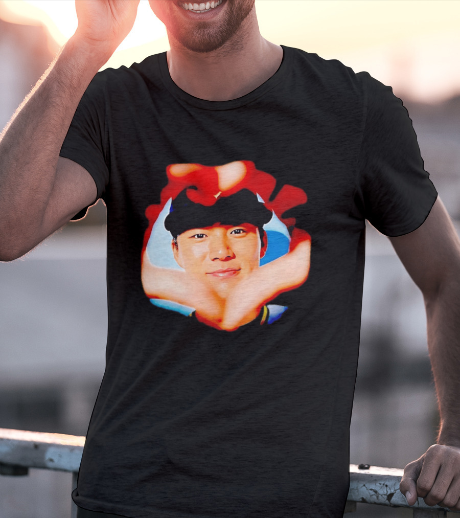 Yoshinobu Yamamoto Los Angeles Dodgers Heart Hand Photo T-Shirt