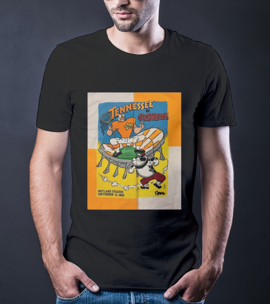 Tennessee Vs Georgia Neyland Stadium September 13 2025 Cartoon Bulldogs Volunteers T-Shirt