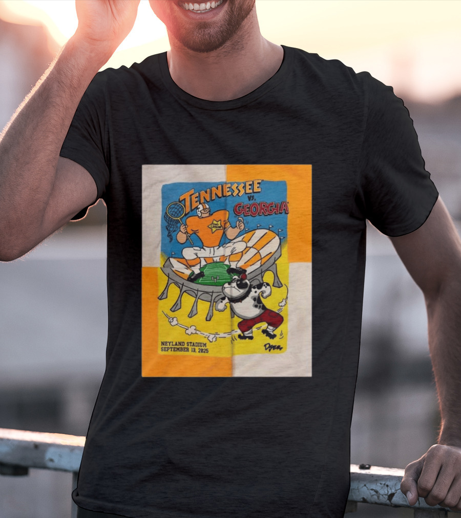 Tennessee Vs Georgia Neyland Stadium September 13 2025 Cartoon Bulldogs Volunteers T-Shirt
