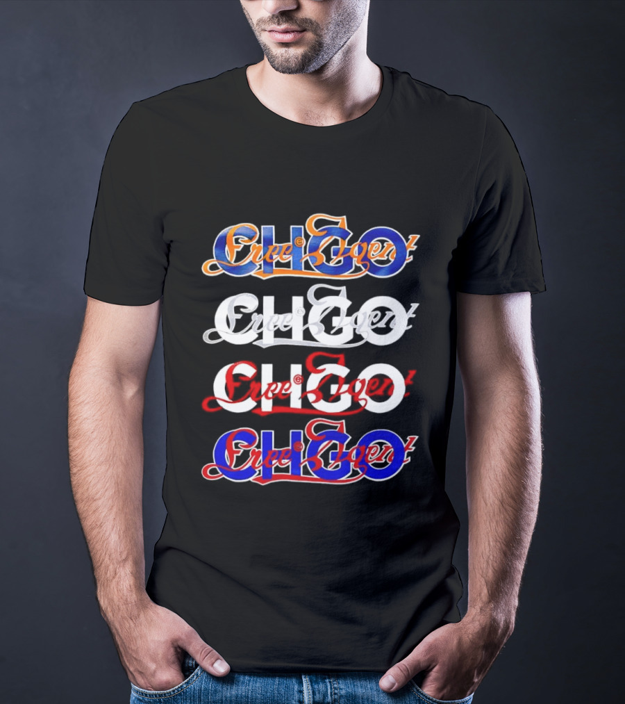 Free Agent X CHGO City Of Sports Teams Multicolor Text Art Collaboration T-Shirt