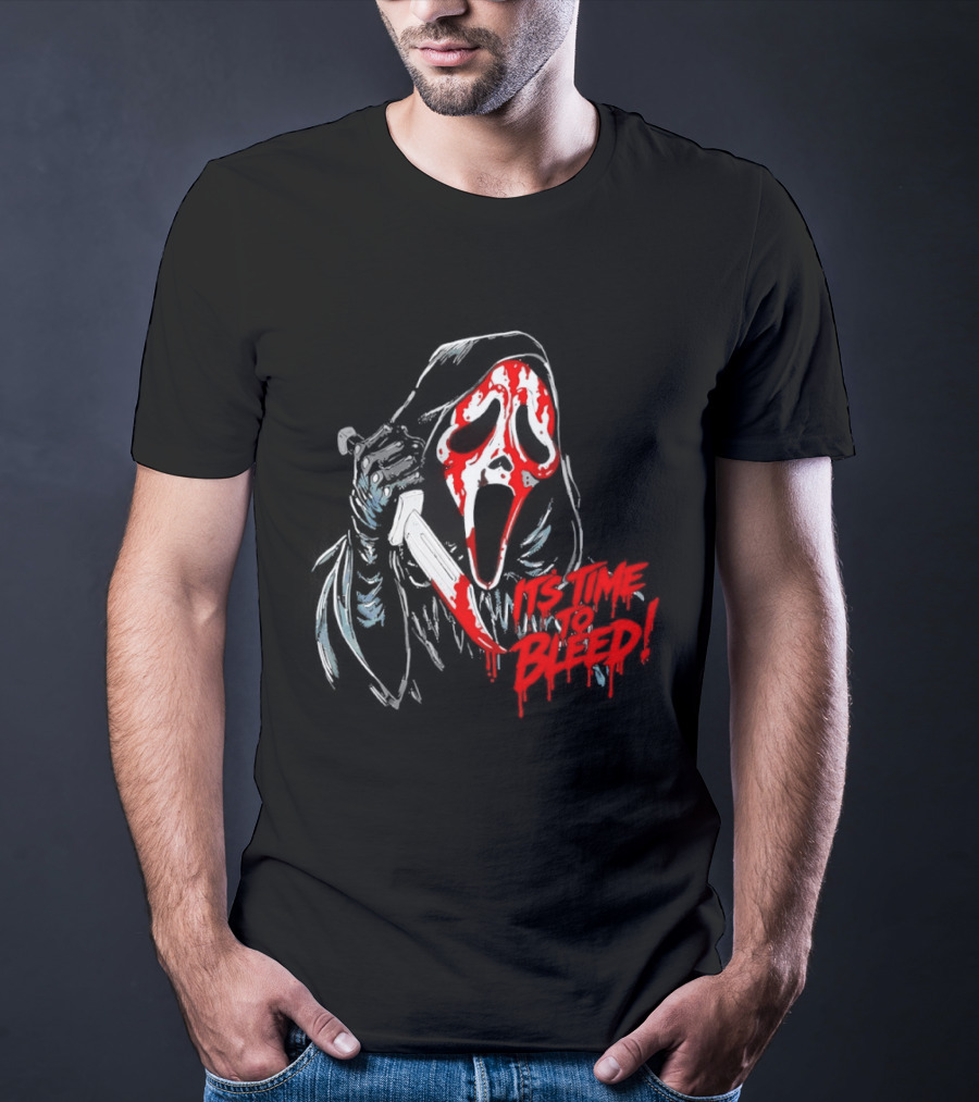 Ghost Face Time To Bleed Horror Iconic Scream Mask T-Shirt