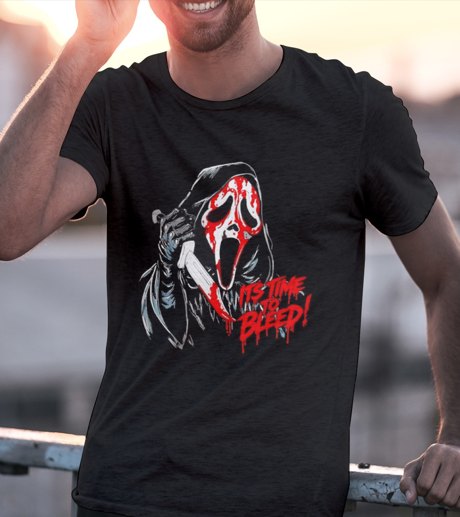 Ghost Face Time To Bleed Horror Iconic Scream Mask T-Shirt