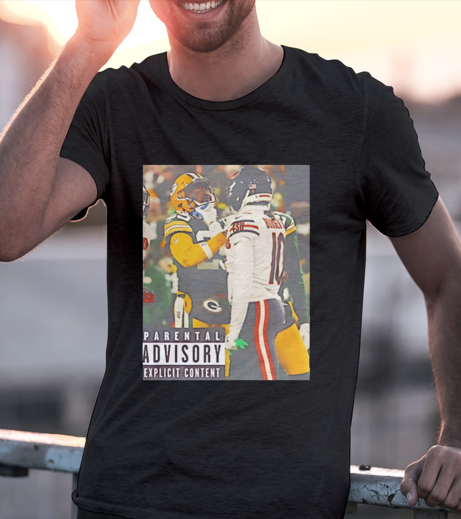 Green Bay Packers Vs Chicago Bears Rivalry Parental Advisory Explicit Content T-Shirt