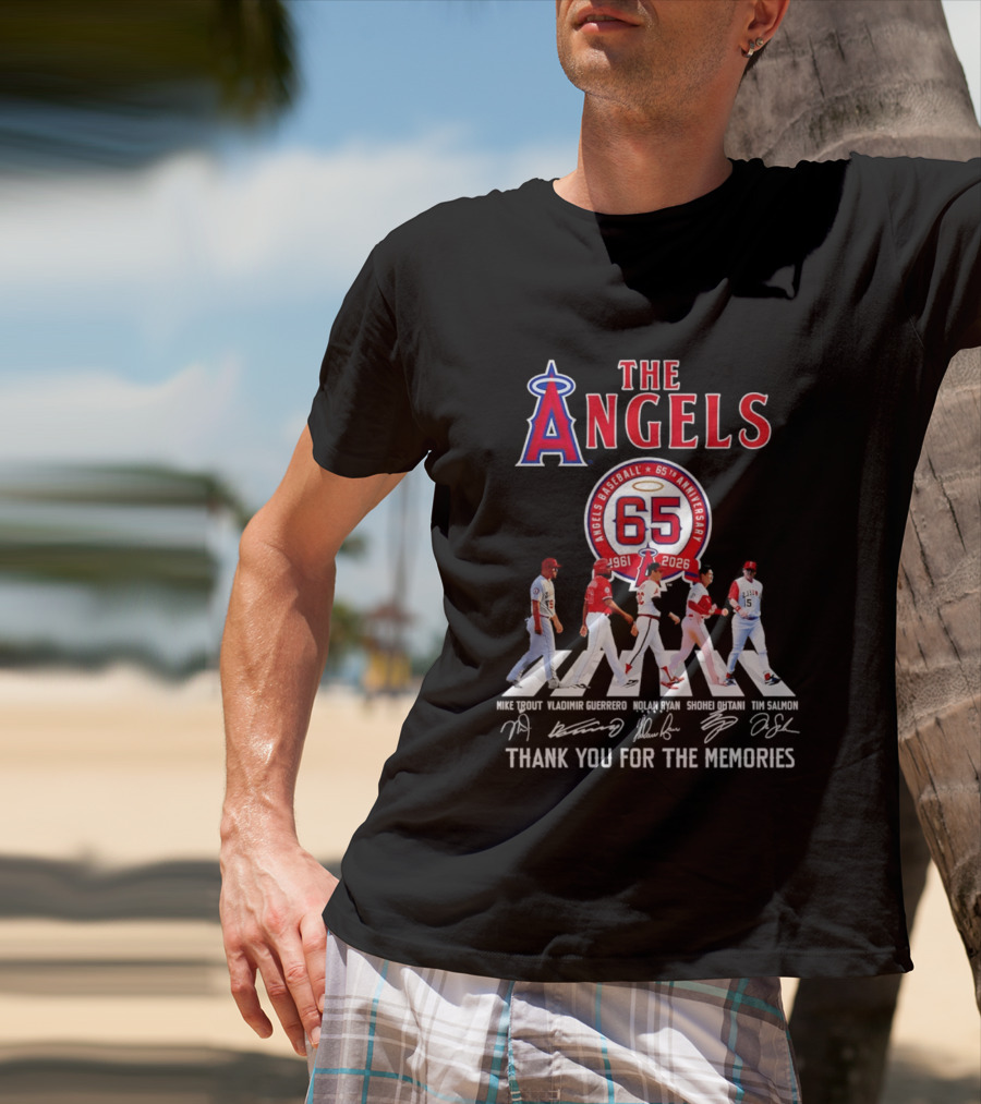 The Angels Baseball 65th Anniversary 1961 2026 Thank You For The Memories Mike Trout Vladimir Guerrero Nolan Ryan Shohei Ohtani Tim Salmon T-Shirt