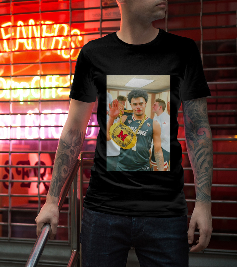 Miami RedHawks Trey Perry Almost Friday Celebration Chain Basketball Locker Room T-Shirt