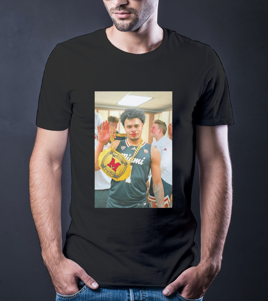 Miami RedHawks Trey Perry Almost Friday Celebration Chain Basketball Locker Room T-Shirt