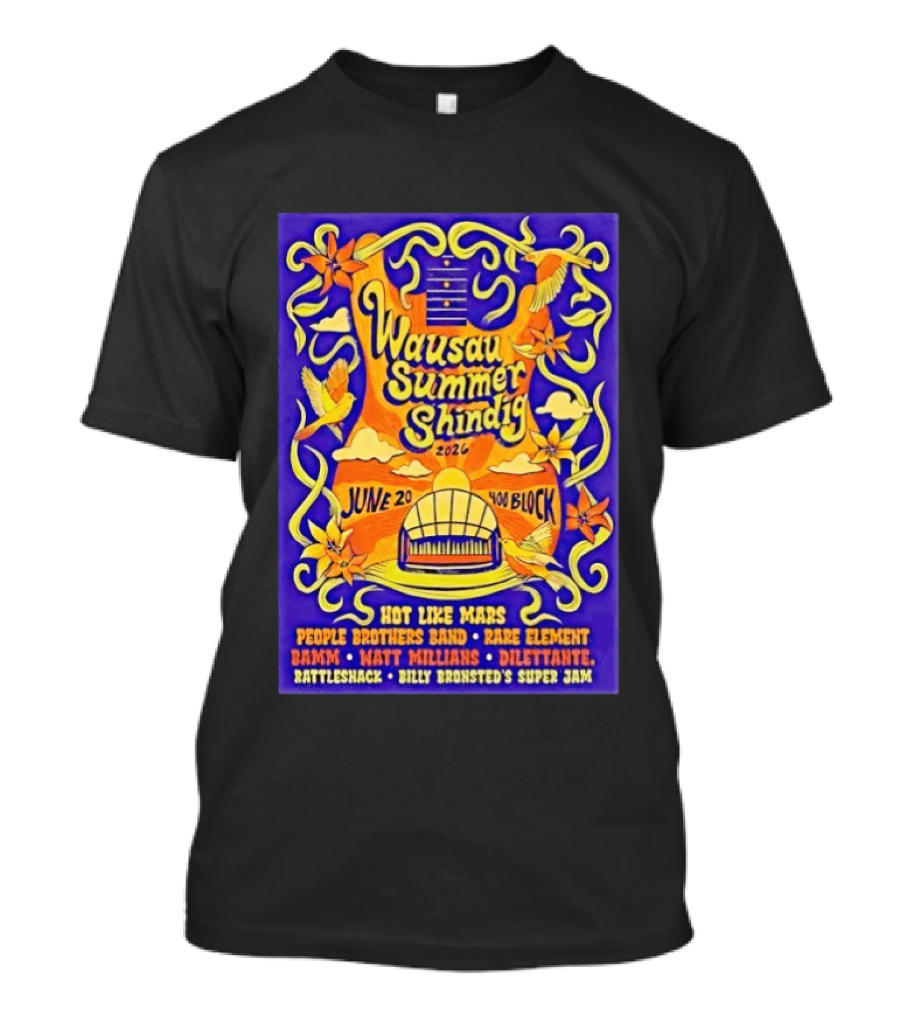 Wausau Summer Shindig 2026 June 20 400 Block Hot Like Mars People Brothers Band Rare Element T-Shirt