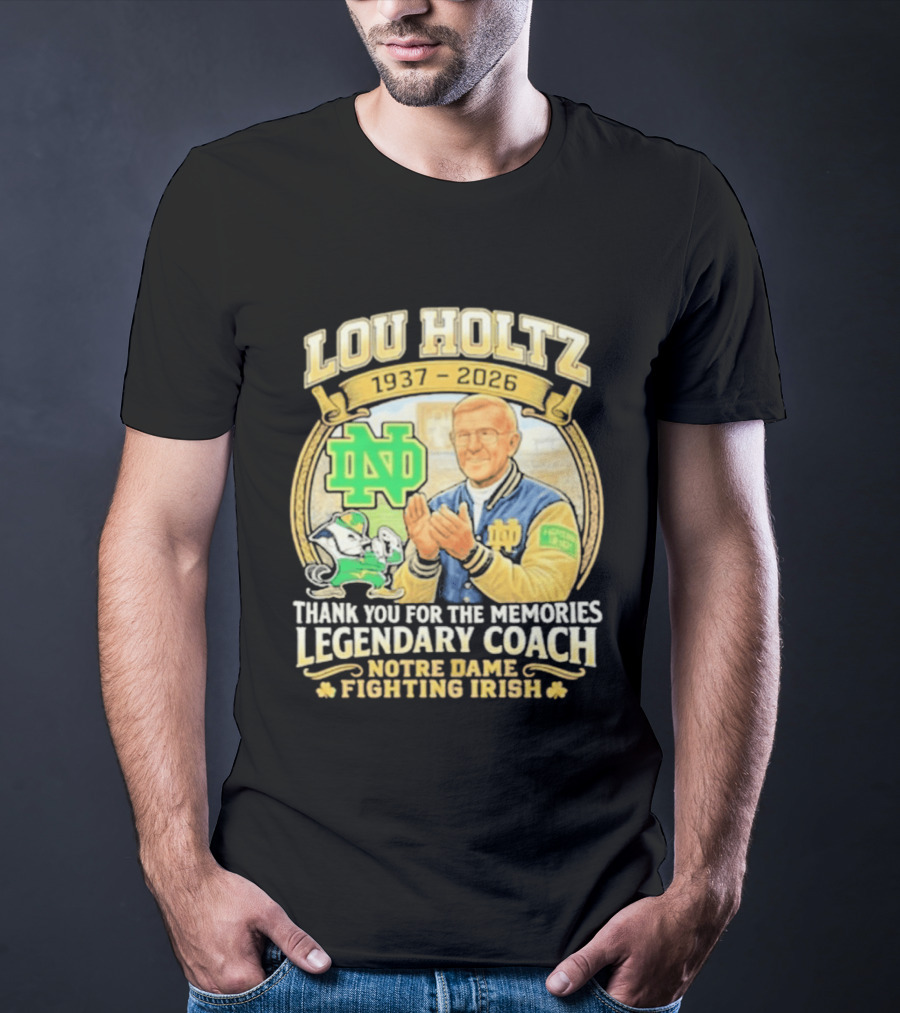 Lou Holtz 1937 2026 Thank You For The Memories Legendary Coach Notre Dame Fighting Irish ND T-Shirt