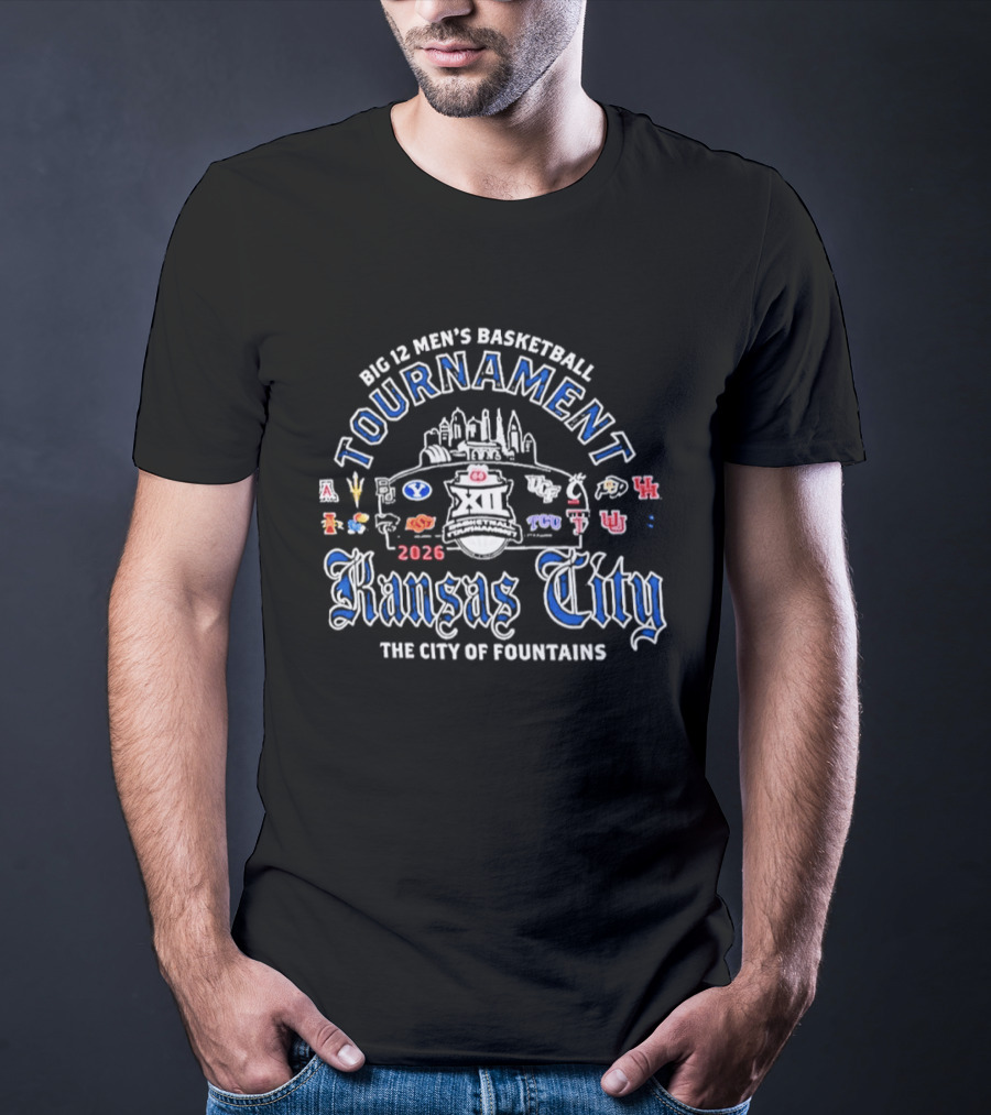 Big 12 Men's Basketball Tournament 2026 Kansas City City Of Fountains T-Shirt