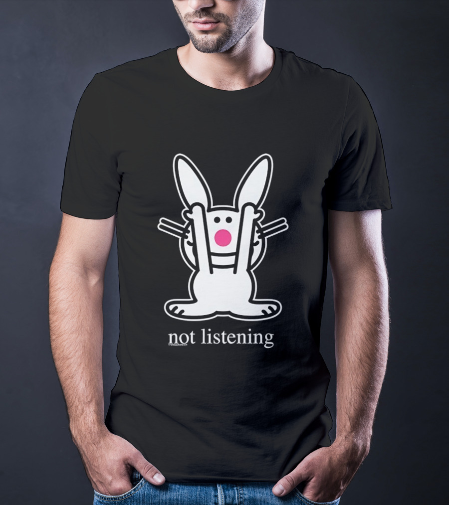 Bunny Not Listening Playful Ears Up Cartoon T-Shirt