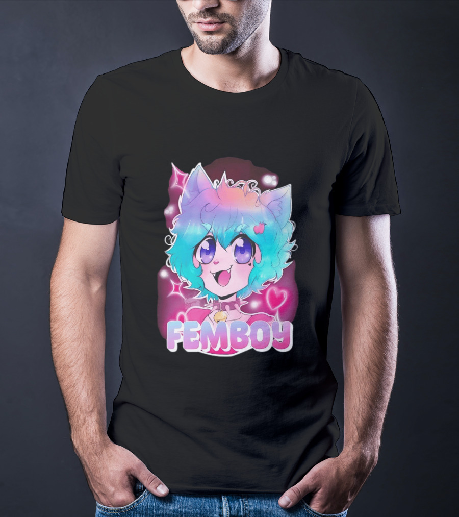 Femboy Anime Pastel Cat Ears Kawaii Aesthetic Cute T-Shirt