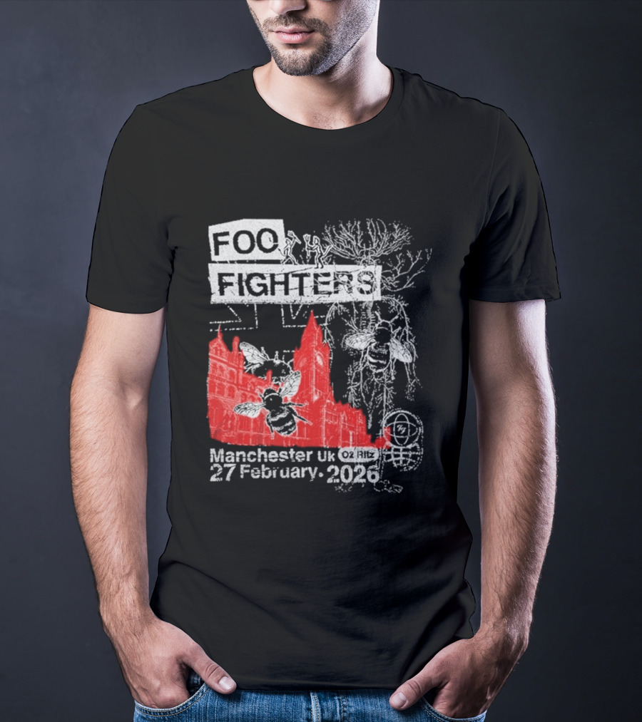 Foo Fighters Manchester UK 27 February 2026 Surprise Show O2 Ritz Bee T-Shirt