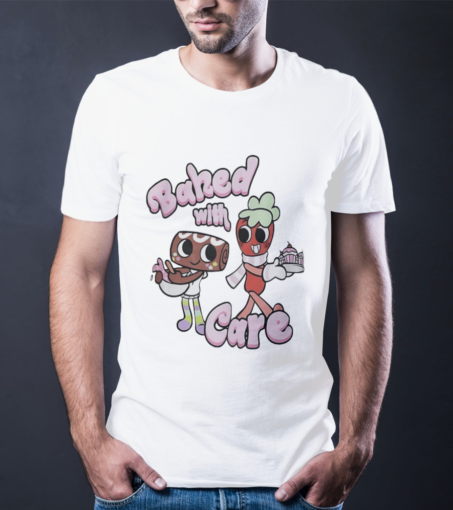 Baked With Care Baking Characters Cartoon T-Shirt