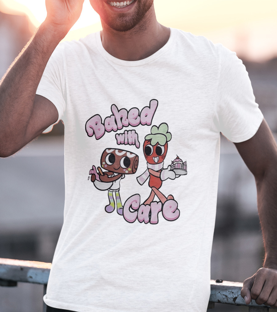 Baked With Care Baking Characters Cartoon T-Shirt