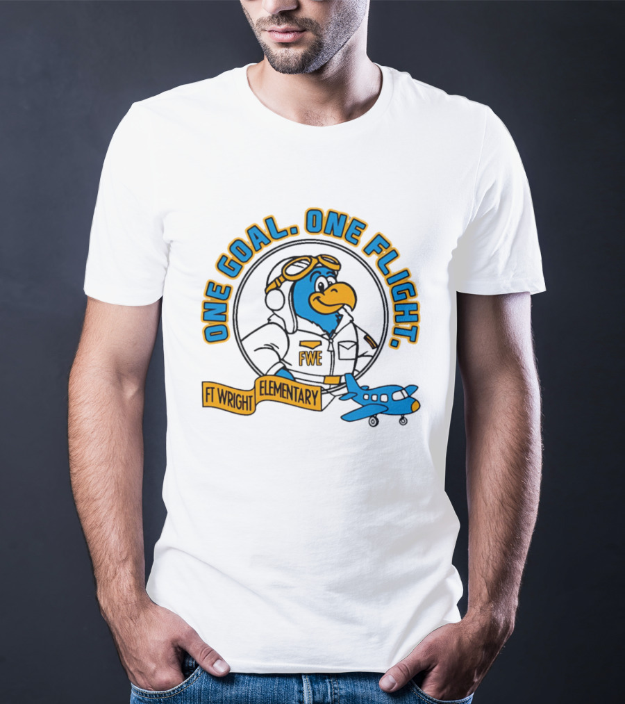 Ft Wright Elementary Falcons One Goal One Flight Pilot Bird With Plane T-Shirt
