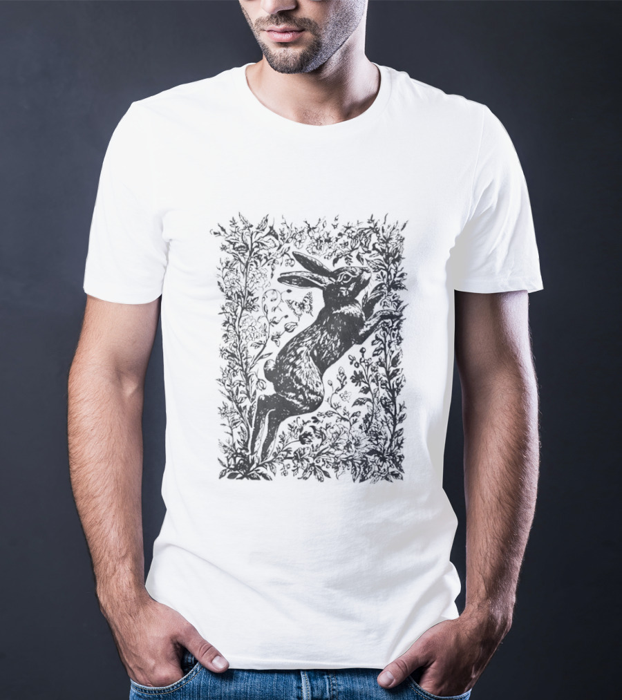 Rabbit Among Flowers Vintage Cottagecore T-Shirt