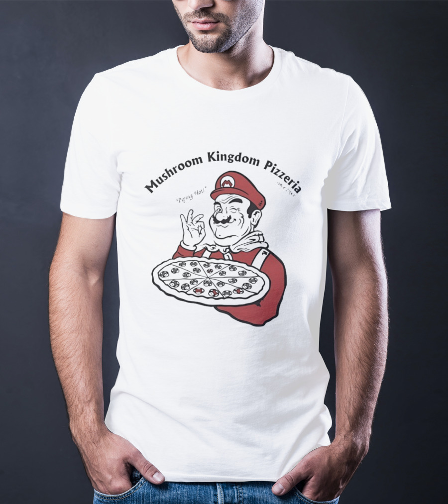 Mushroom Kingdom Pizzeria Funny Pizza Chef Winking Gesture Gaming Fan T-Shirt
