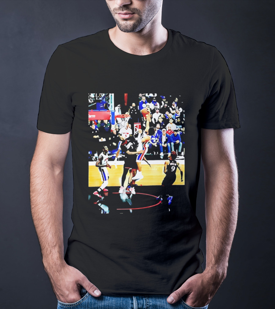 Cade Cunningham Dunking Over Drummond Basketball Game Action Scene T-Shirt